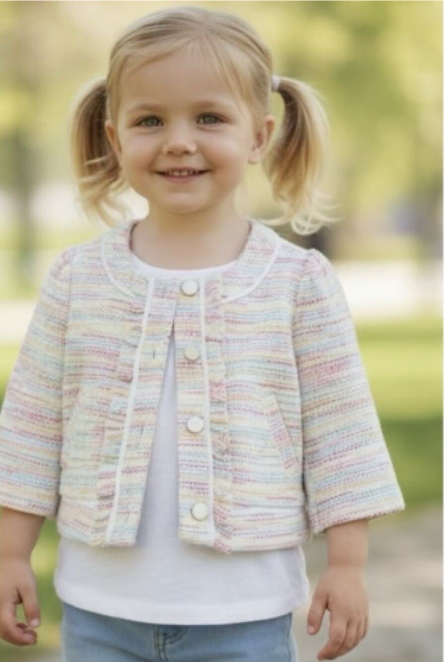 NWT Janie and Jack Little Girl Pastel Tweed Suit Jacket Size 6-12 Months